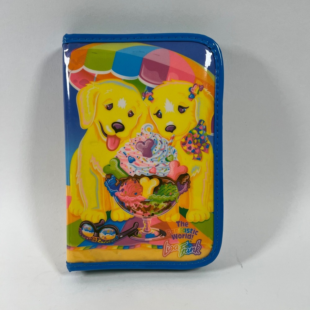 Vintage Lisa Frank Golden Retriever Puppy Ice Cream Zip Stationery Set Organizer